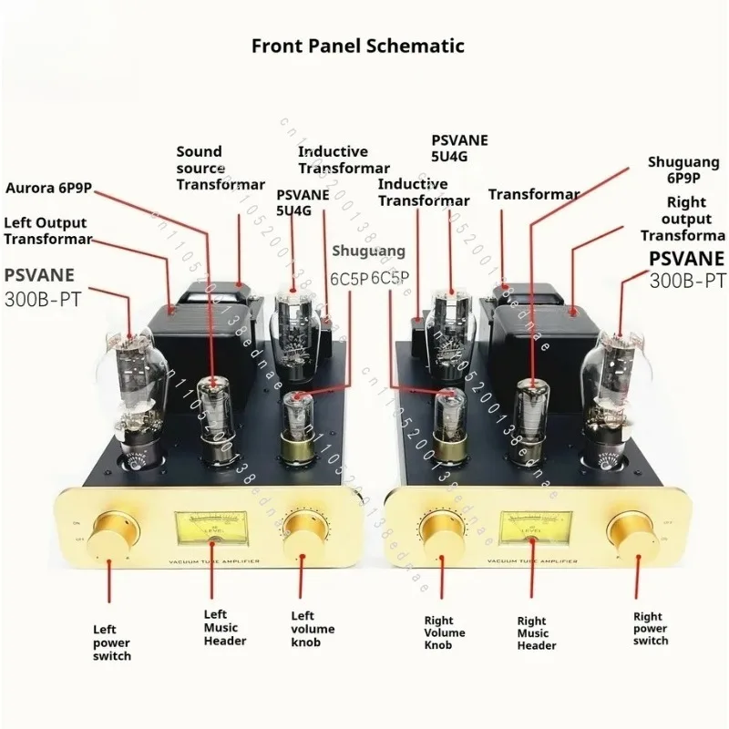8 Tube Split Stereo 300B Tube Amp Kit, HIFI Single-ended Class A Vacuum Tube Power Amplifier RCA XLR Input Amp