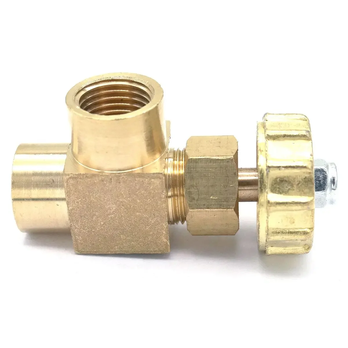1/4 "BSP Perempuan Threaded 0.8 MPa Siku Equal Kuningan Plug Needle Valve