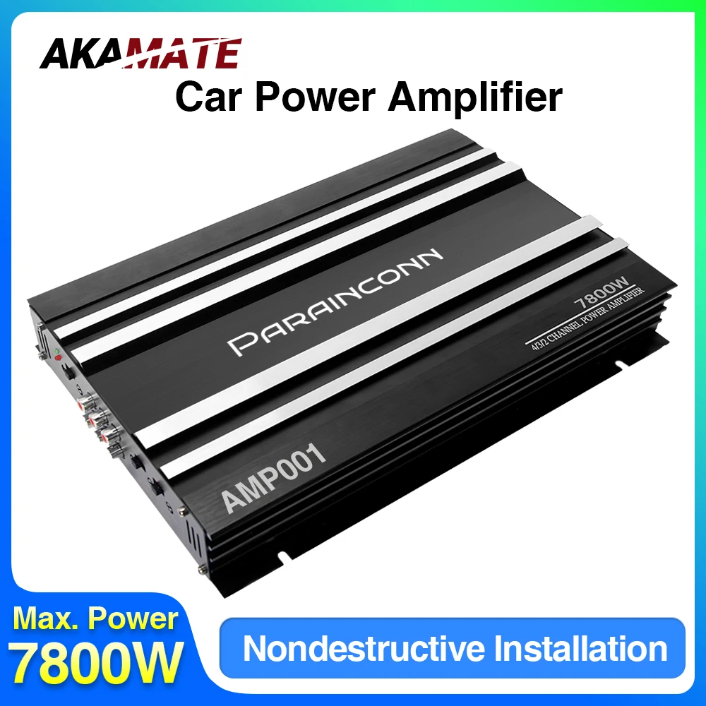 

Car Audio High Power Amplifier 4 Channel High Power Aluminum Alloy 12V Stereo Surround Passive Car Audio Amplifier Black