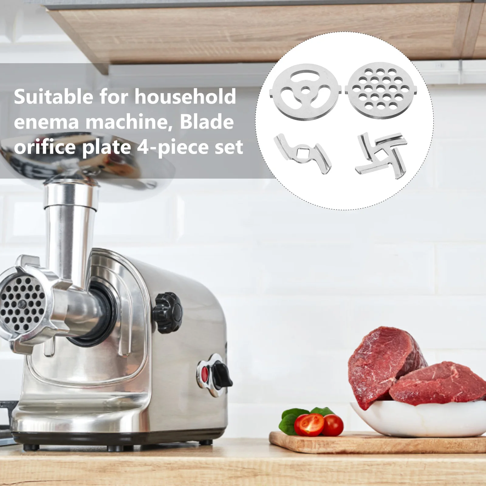 

Electric Meat Grinder Parts 4 Pieces Sturdy Plate Replacement Long Term Use Efficient Meat Grinding Kitchen