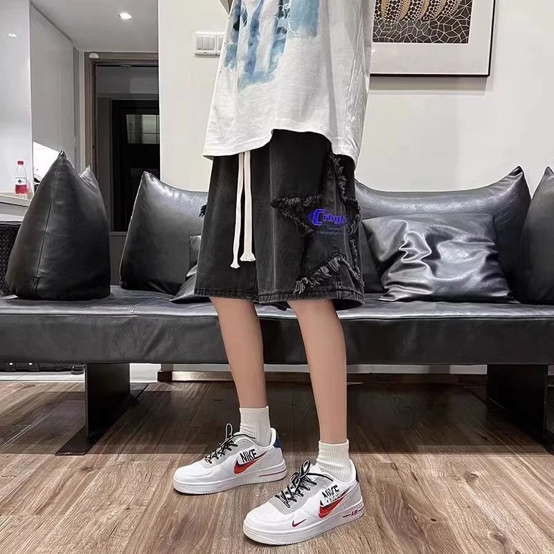 Men's Denim Shorts Summer Thin Casual Loose Fit Streetwear Five Pocket Mid Length Pants Vintage Washed Jean Shorts