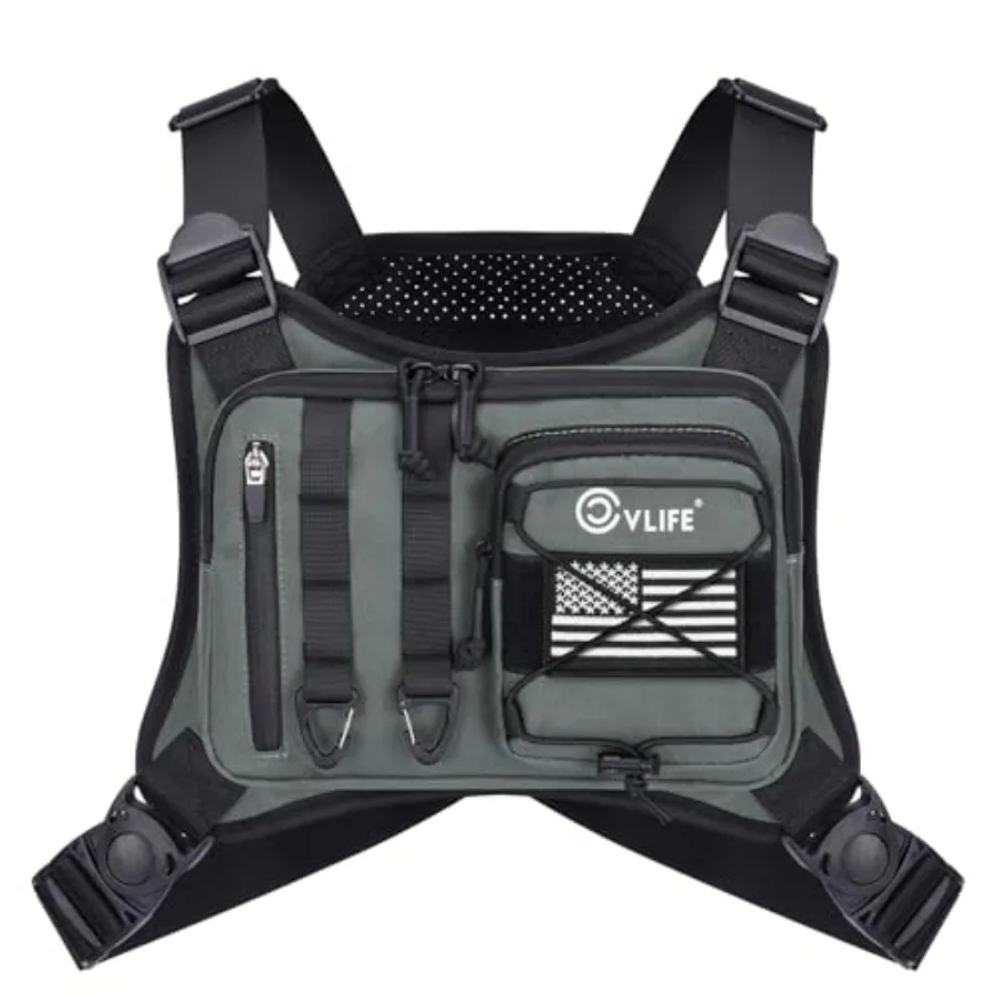 

Outdoor Chest Bag for Men Tactical Chest Pack Adjustable Running Vest Bag Lightweight Anti-theft EDC Rig for Hiking
