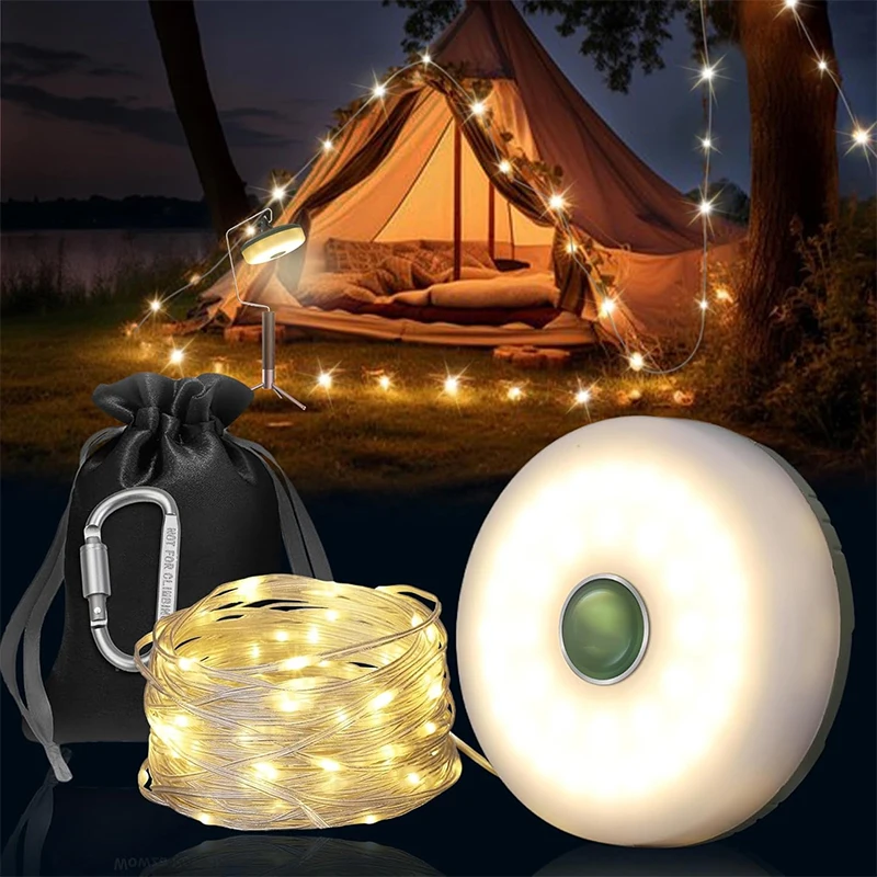 LED Camping Lamp Strip Atmosphere 8M Length Waterproof Recyclable Light Belt Outdoor Garden Decoration Lamp for Tent Room