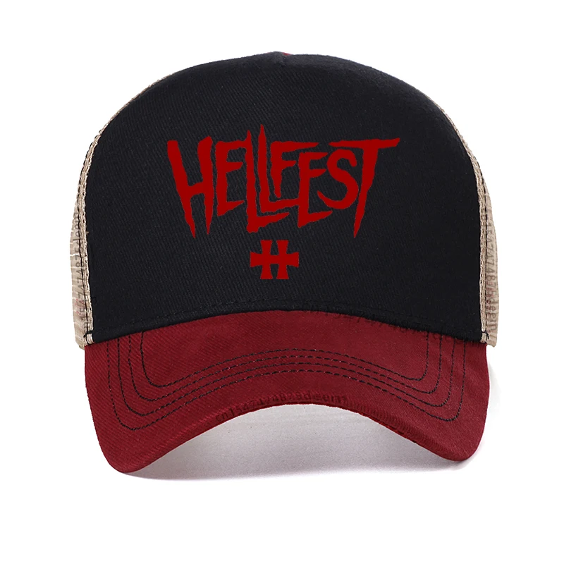 Бейсболка Hellfest мужская с логотипом музыкального фестиваля, модная дышащая сетчатая шляпа-тракер в стиле унисекс, регулируемая брендовая Кепка,
