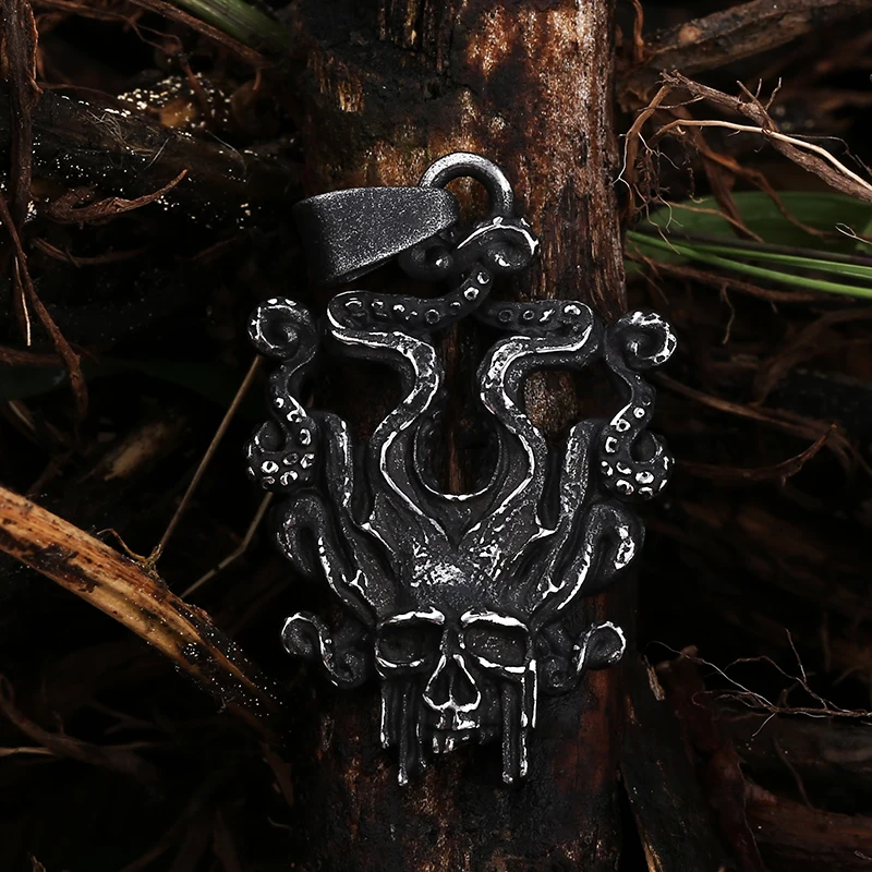 2023 neue trend ige 316l Edelstahl Gothic Death Schädel Kopf Anhänger für Männer Halloween cool Punk Biker Schmuck Halloween Geschenk
