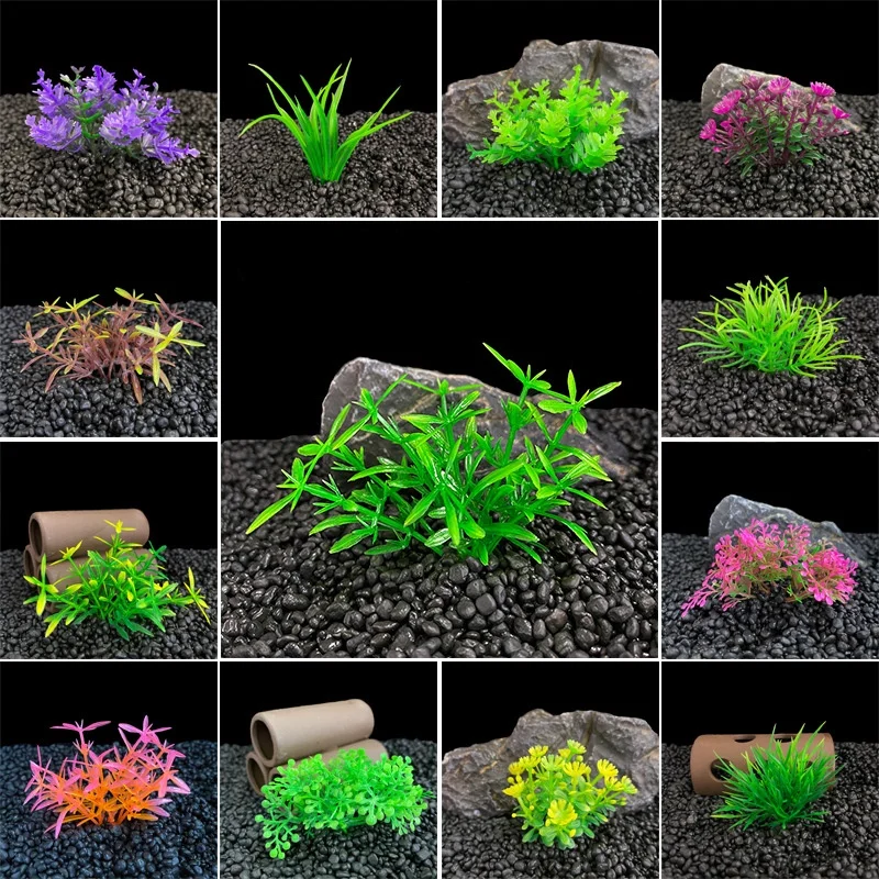 1pc Mini Simulation Artificial Plants Aquarium Water Weeds Ornament Green Aquatic Grass Plant Fish Tank Underwater Landscapes