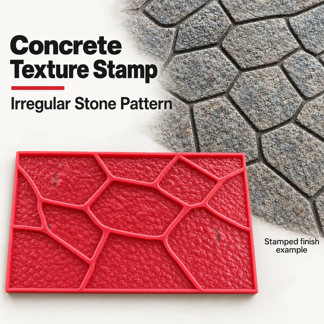 Concrete Texture Stamp Mat Irregular Stone 60x30cm, Reusable Cement Floor Paving Mold for Garden Patio