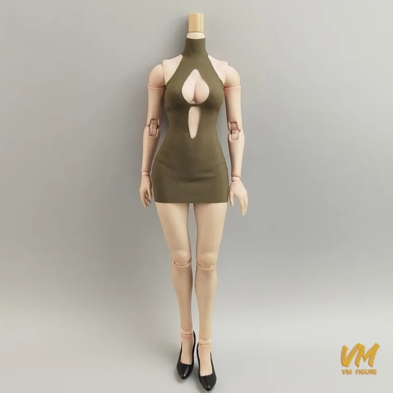 1/6 أنثى الجندي مثير الساخن عالية الرقبة مطاطا فستان قصير ضيق المنخفضة قطع فستان نموذج صالح 12 "عمل الشكل TBL AT210 الجسم دمية #4