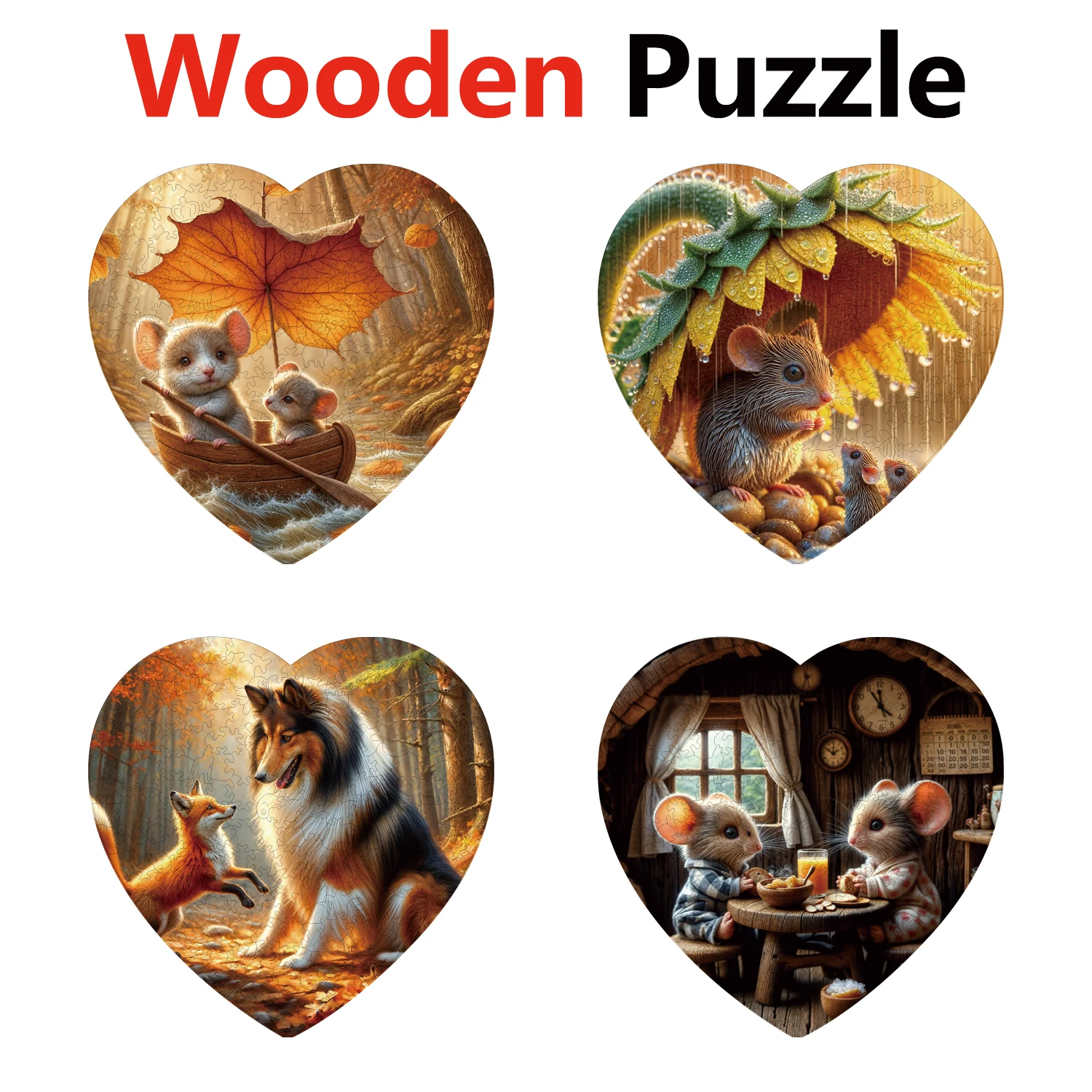 

Mouse Wolf Animal Puzzles High Quality Jigsaw Puzzle Wooden Puzzle Best Christmas Gift