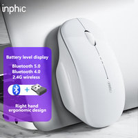 Inphic Bluetooth Mouse Rechargeable Office Silent Wireless Mouse Battery Level Display Ultra Thin For Laptops and Tablets