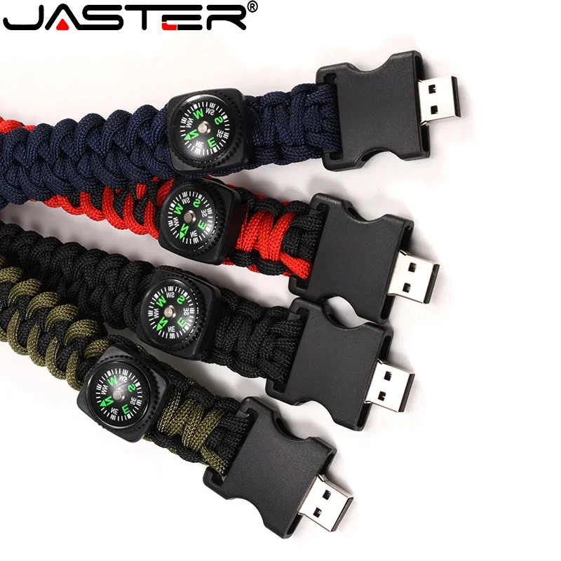 Nylon Braided Bracelet with Compass, USB Flash Drive, Outdoor USB Flash Drive Braided Bracelet  16GB 32GB 64GB New Memory Stick