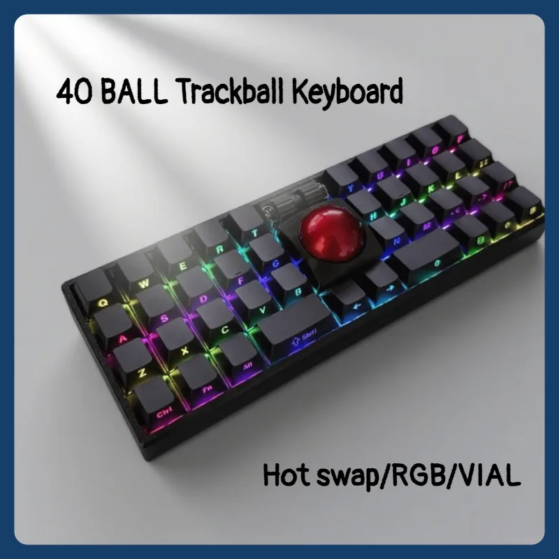 

40 BALL Trackball Keyboard Wired Single-mode Hot Swappable Ergonomic Keyboard Kit Game Office Accessories Support VIAL Keyboard
