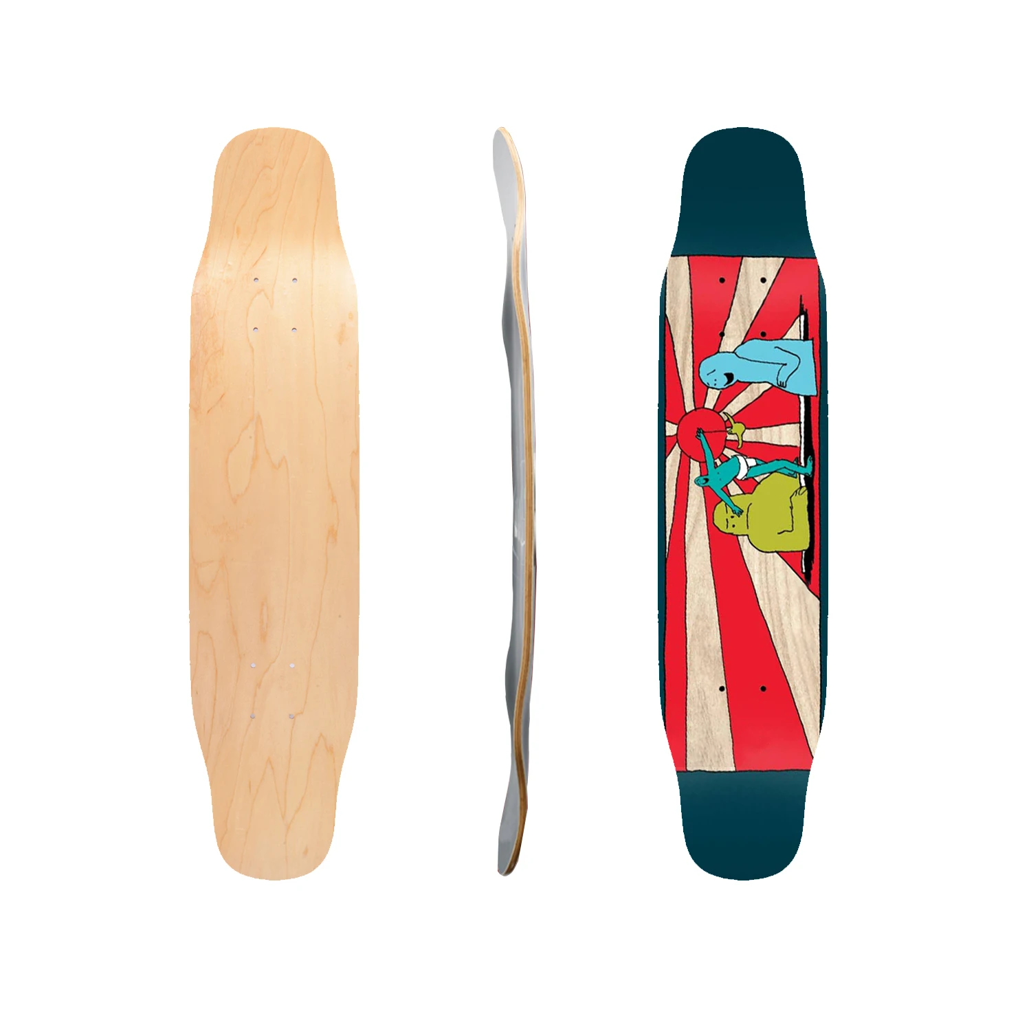 Dek Skateboard Longboard Skate Serat Karbon Kayu Kustom Gratis