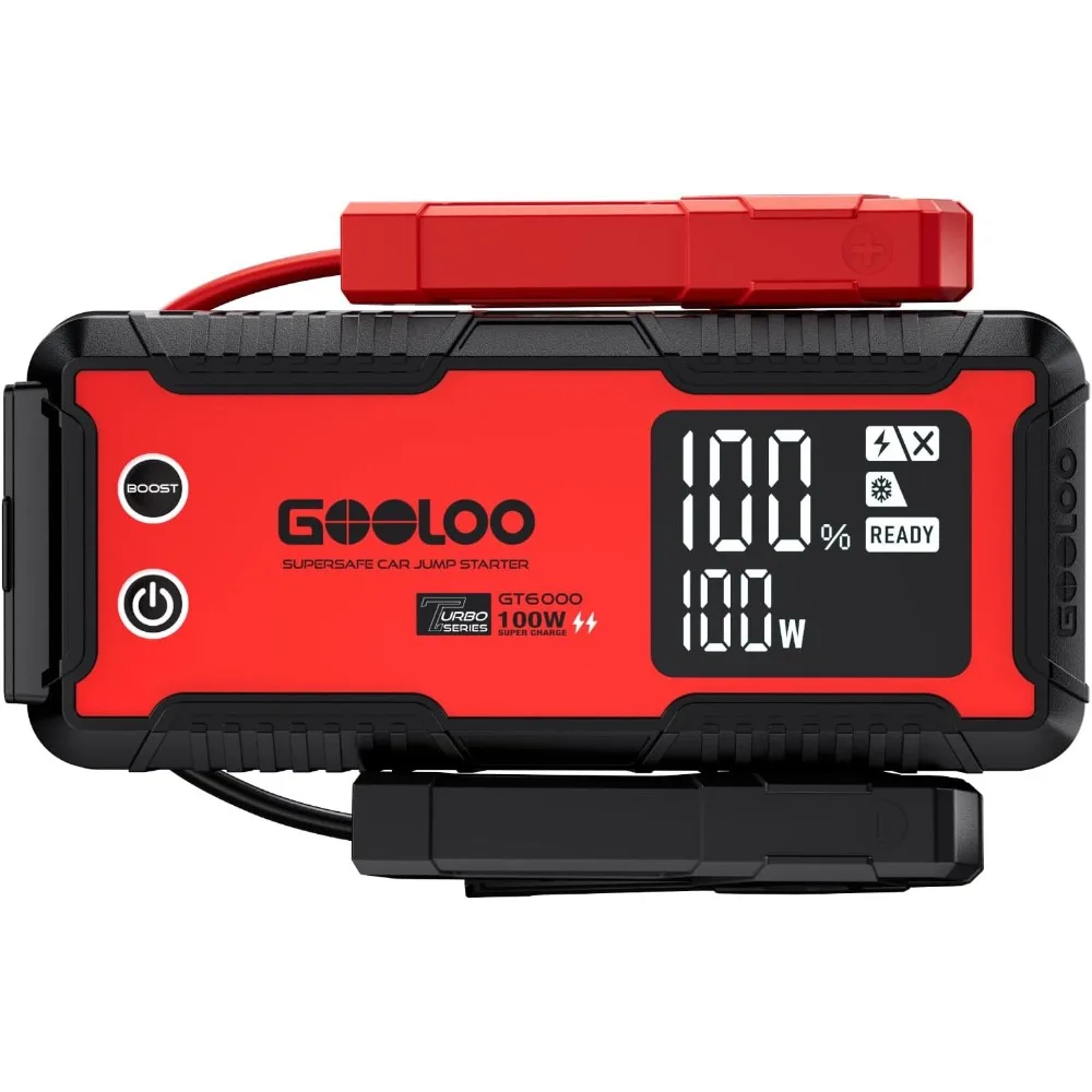 GOOLOO 6000A Jump Starter GT6000 Car Starter مع شحن سريع ثنائي الاتجاه 100 وات، معزز بطارية تلقائي قوي 12 فولت (جميع الغازات والأشغال