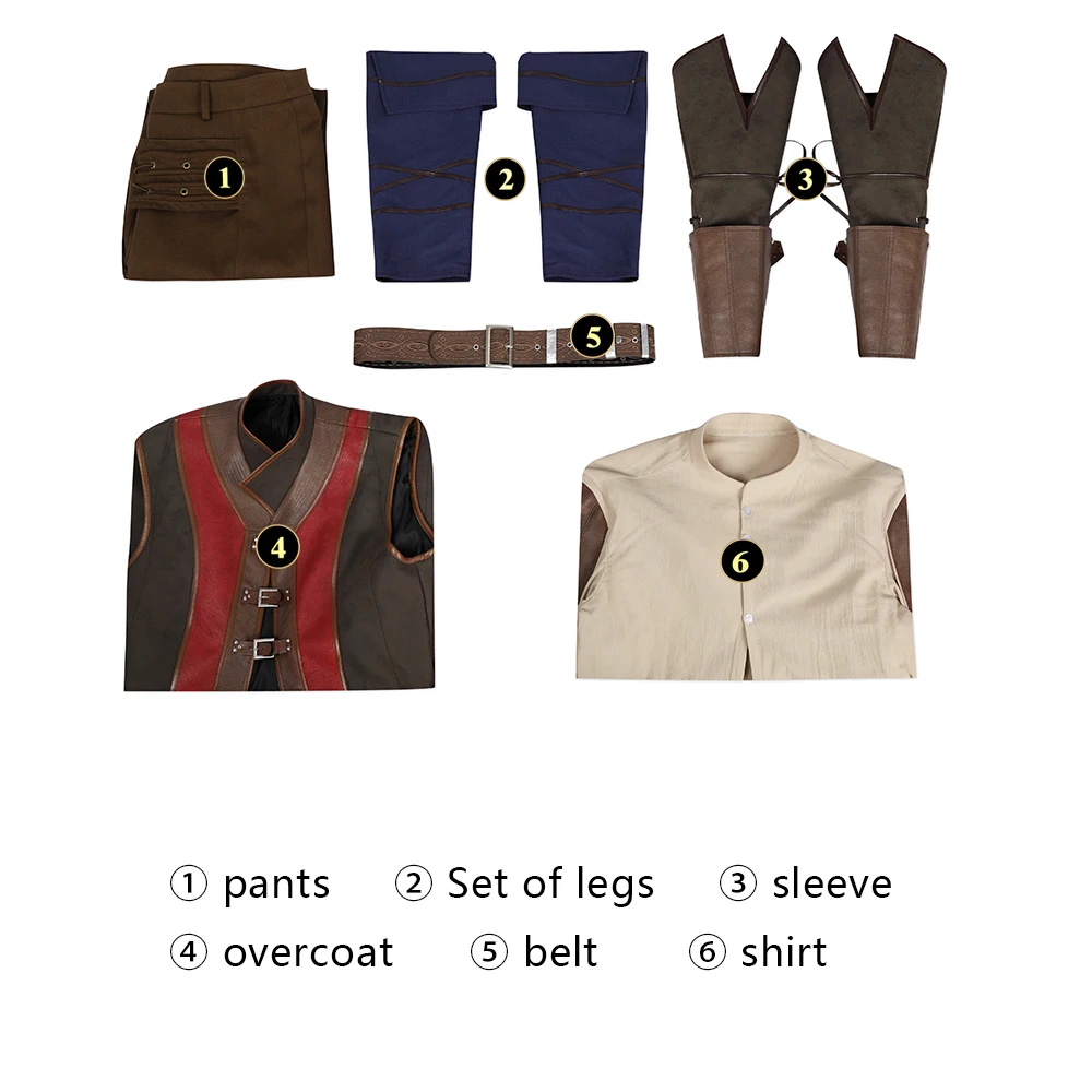 Halloween Party Adult Men BG3 Will Role Playing Costume High Quality Coat, Shirt, Pants Costume Set