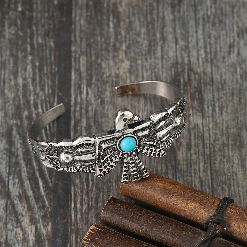 Thunderbird Birds Turquoise Bracelet Bangle Cuff Gemstone Jewelry for Women Native America Western Thunderbird Cuff Bracelet