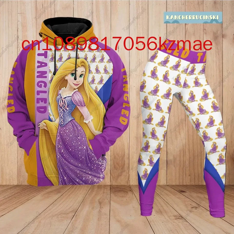 New Disney Tangled Rapunzel Hoodie Leggings Suit Women's Diseny Hoodie Yoga Pants Sweatpants Fashion Tracksuit Sets