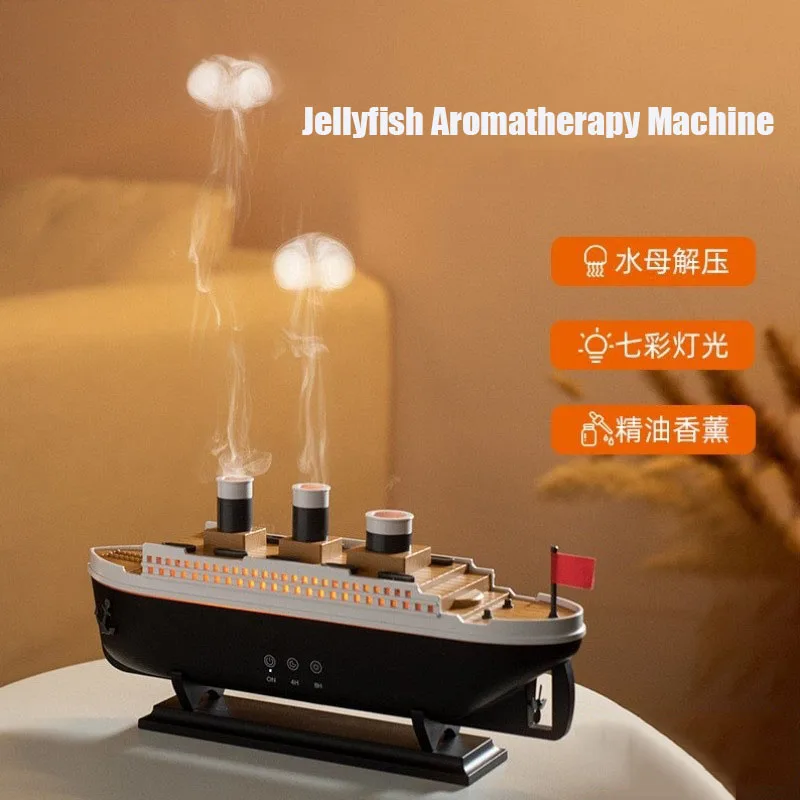 

Jellyfish Aromatherapy Machine Desktop Ultrasonic Fog Quantity Intelligent Colorful Lamp Simulation Ship Humidifier Home Decor