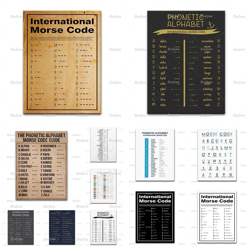 International Morse Code Guide Canvas Wall Art  Phonetic Alphabet Poster for Living Room Decor  Home Decoration Prints