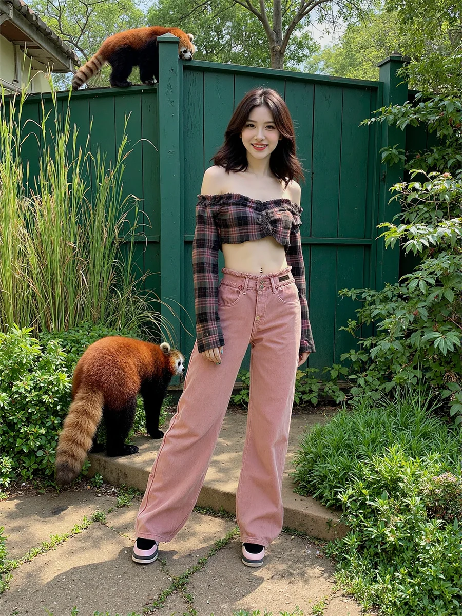 Dżinsy z wysokim stanem i szerokimi nogawkami, spodnie dżinsowe, odzież damska, wiosenne, wytrzymałe, elastyczne, w stylu europejskim, do treningu, sportowe, typu joggers, cargo