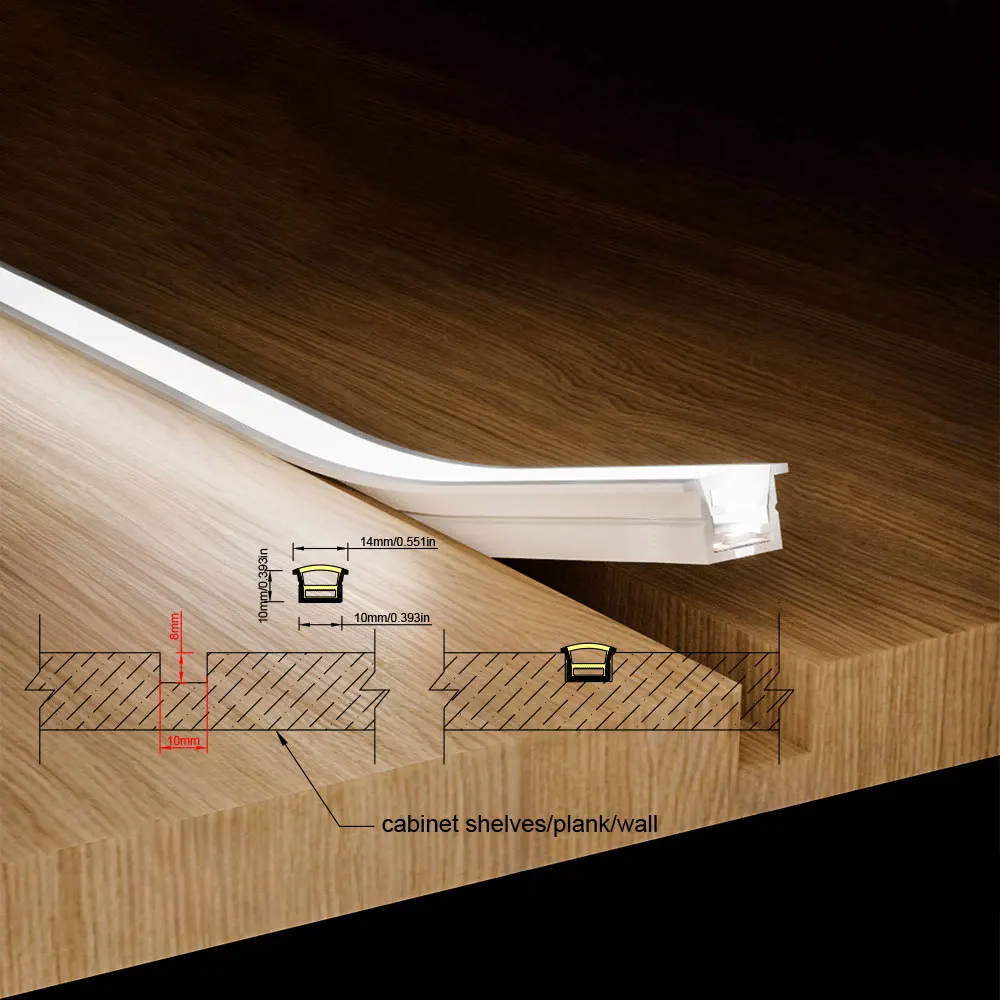 Silicone Led Neon Tube Flexible Profile Linear Led Neon Light Bendable Installation For Ceiling Cabinet Wardrobe Waterproof Dust