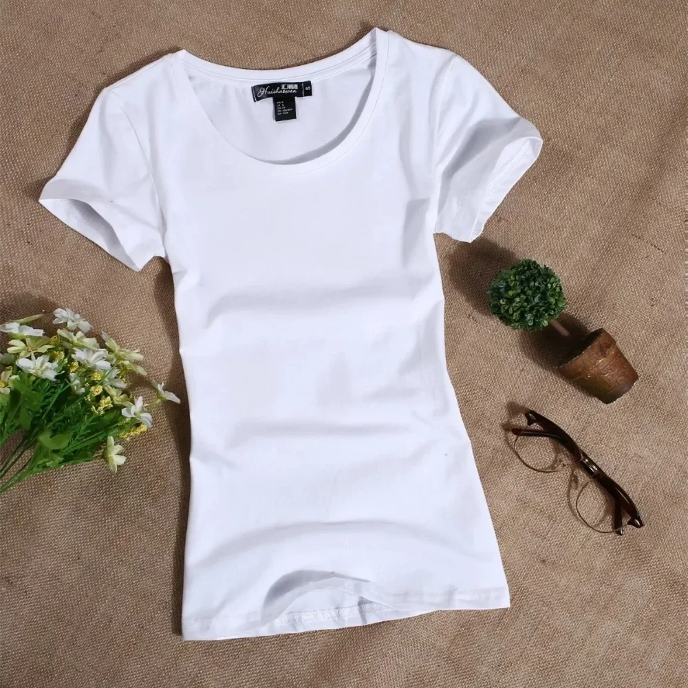 MRMT 2025 Women's T Shirt Women Short Sleeved Slim Solid Color Simple Pure Tee Womens T-Shirt For Female Women T shirts