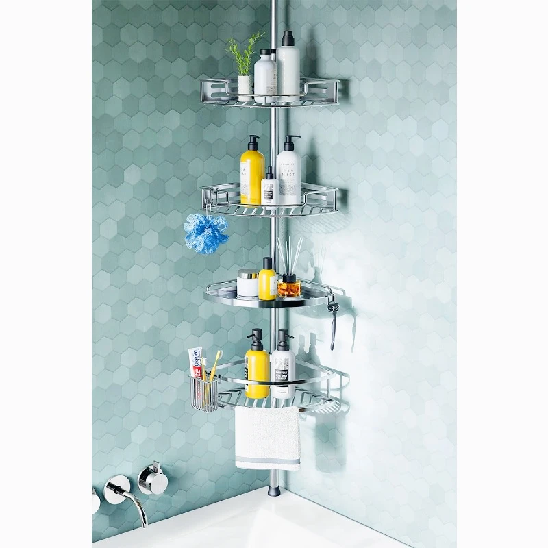 

Quick Installation 4-Tier Rustproof Bathroom Organizer Shelves for Bathtub Shampoo Storage