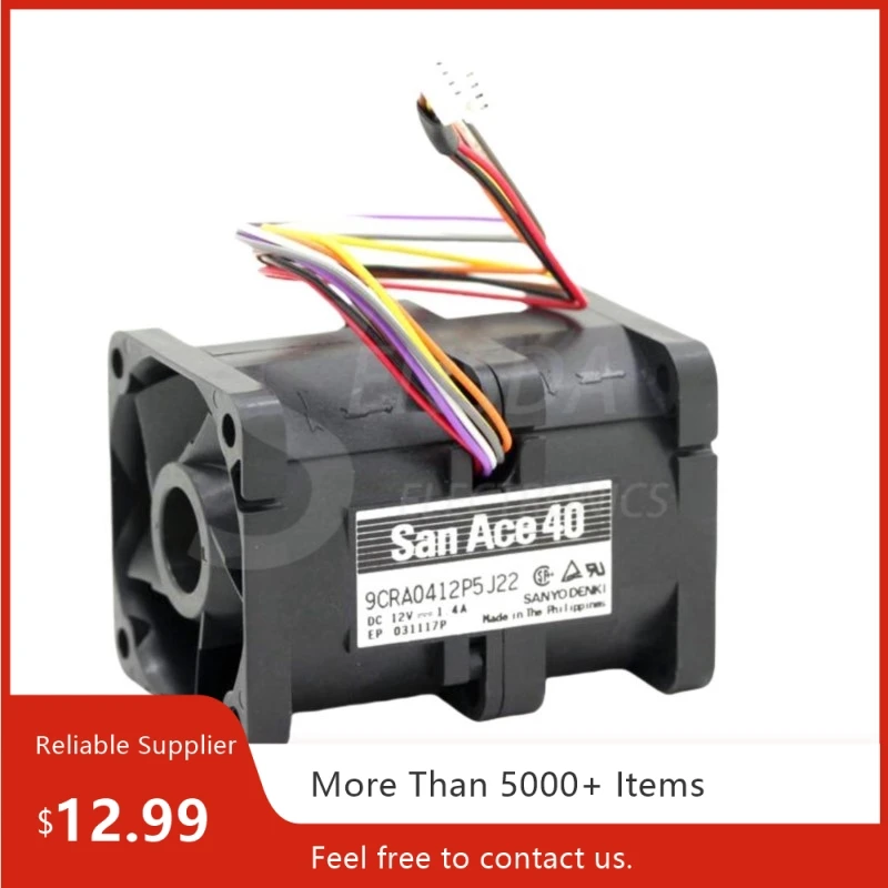 

Высокоскоростной вентилятор 40 мм для Sanyo 9CRA0412P5J22 40x40x56 мм DC 12 В 1,4 А охлаждающий вентилятор для сервера 31,8 куб. футов 570 Па