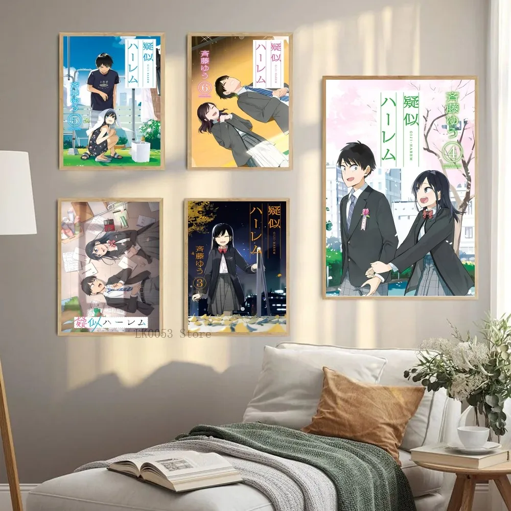 1PC Anime Pseudo Harem Poster Paper Print Home Living Room Bedroom Entrance Bar Restaurant Cafe Art Painting Decoration