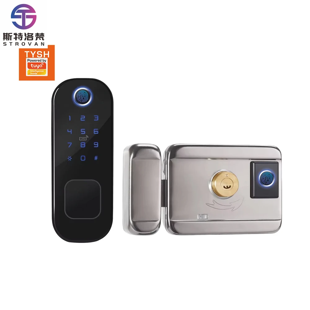 

STLF Smart WiFi App-Controlled Electric Digital Door Lock Waterproof Fingerprint Keyless Aluminum Door Cloud Data Storage