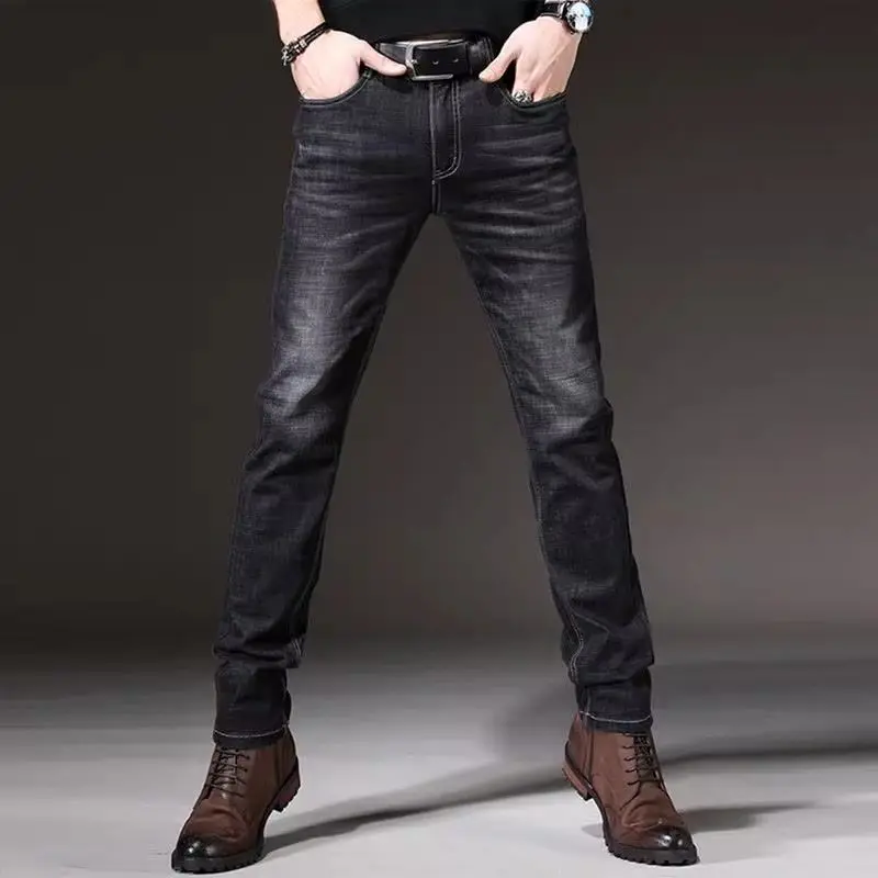 

2024 New Arrival Men's High-end Elastic Jeans for Spring and Autumn Slim Fit Casual Denim Pants Black Designer Jeans Men Luxury