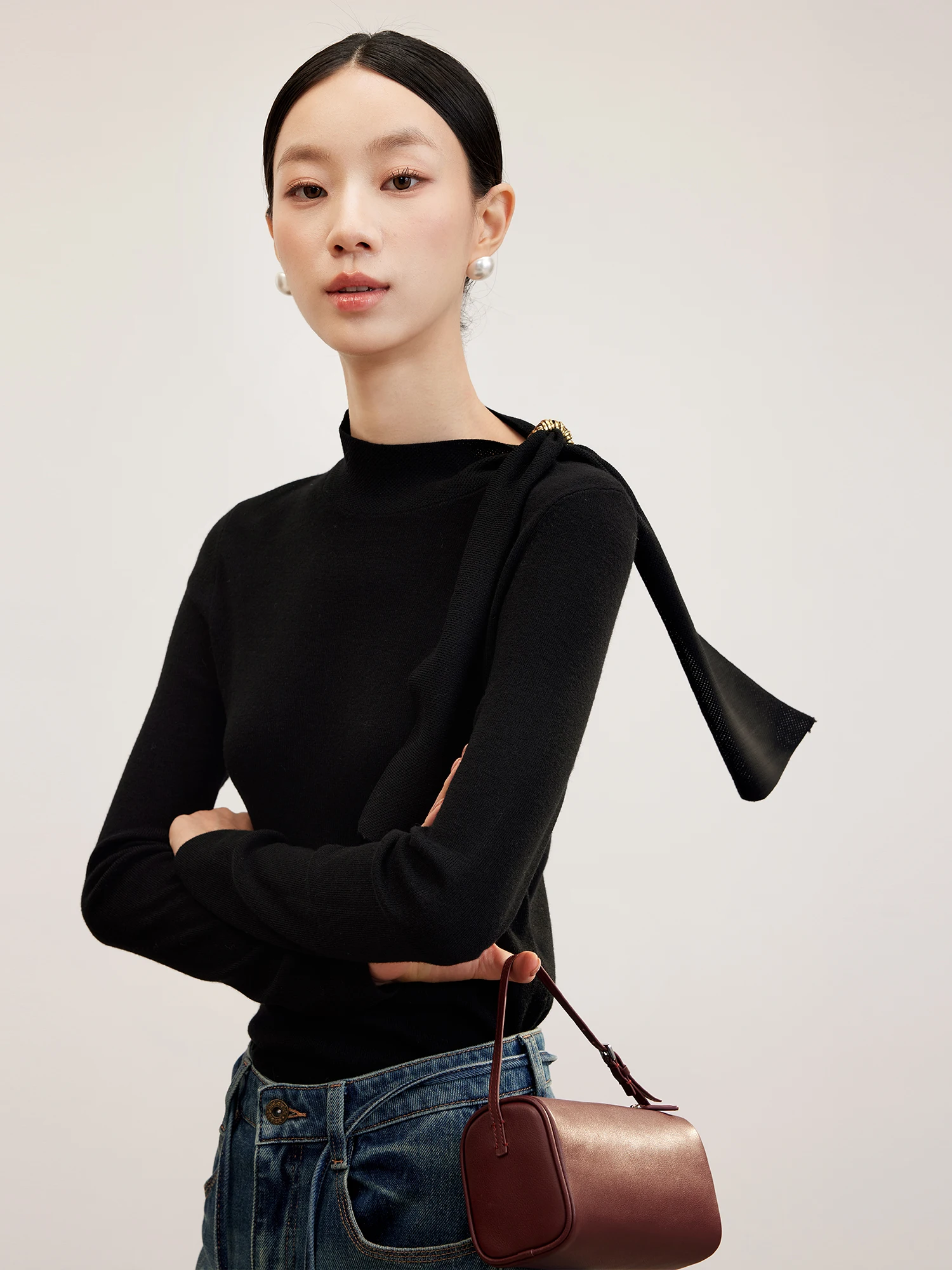 

Ele Commute Silk Scarf Knitted Wool Sweater Slim Fit Base irt Jiaqirui 30 Fine Spun Wool Soft Polyester Acrylic Fiber