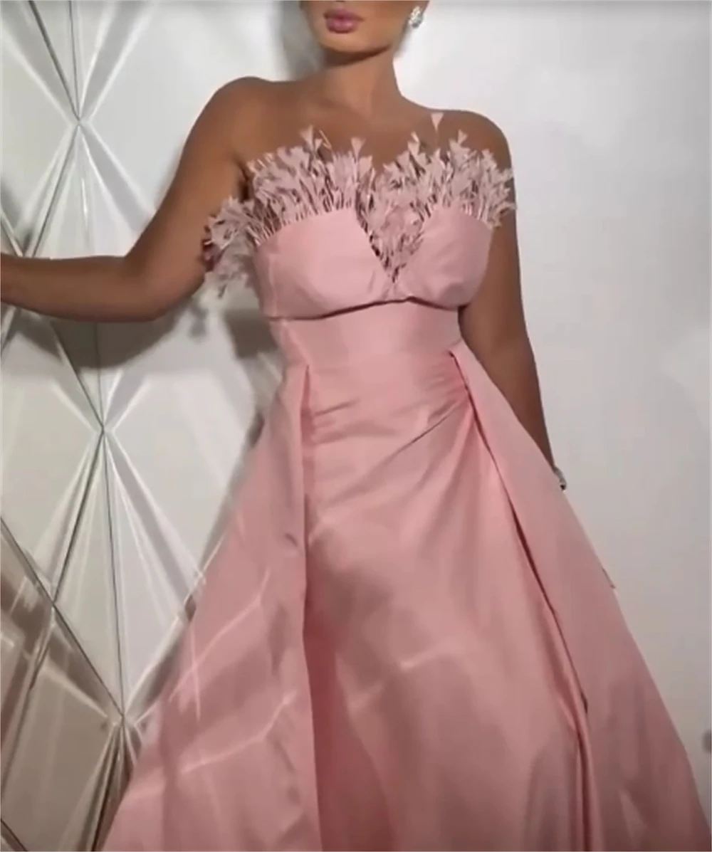 Vestido de baile sem alças para mulheres, vestidos de festa, sem mangas, até o chão, vestido de baile, tafetá, moda