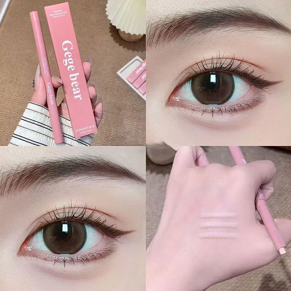 Gege Bear 2-in-1 Highlight Shadow Dual-Tone Silkworm Pen Matte Brightening Lying Silkworm Pen Pink Brown Brush Eye Makeup