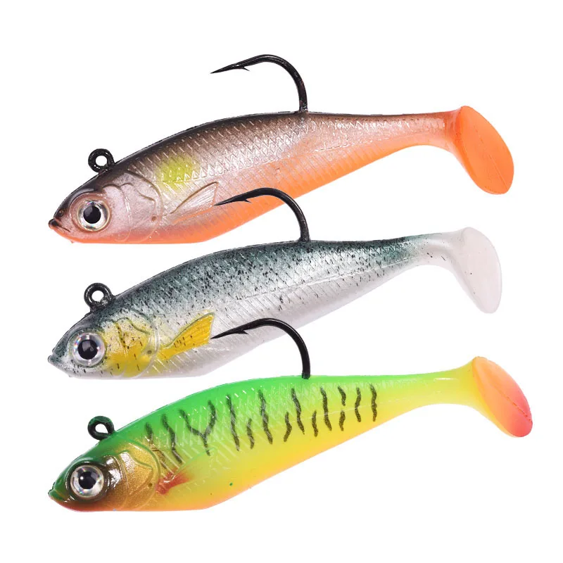 1PCS Silicone Soft Bait 75mm/9.5g Swim Tail Jigging Wobblers Fishing Lure Artificial Spoon Rubber Baits Sea Bass Pike Tackle