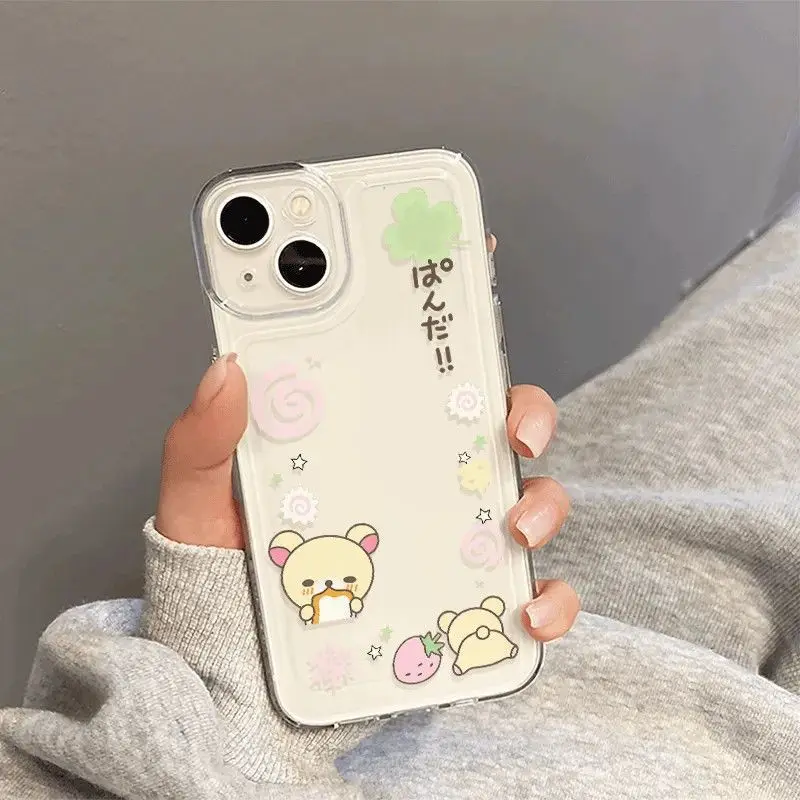 Funda de teléfono con patrón de oso bonito en colores claros para iPhone 17E 16E 16 15 14 13 12 11 Pro Max, cubierta suave y linda de dibujos animados 5