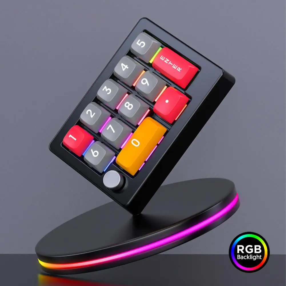 Pc Keyboard Wired External Number Keyboard 13-key Macro Programmable Mechanical Switch Mini Gaming Keypad with 12-color Rgb