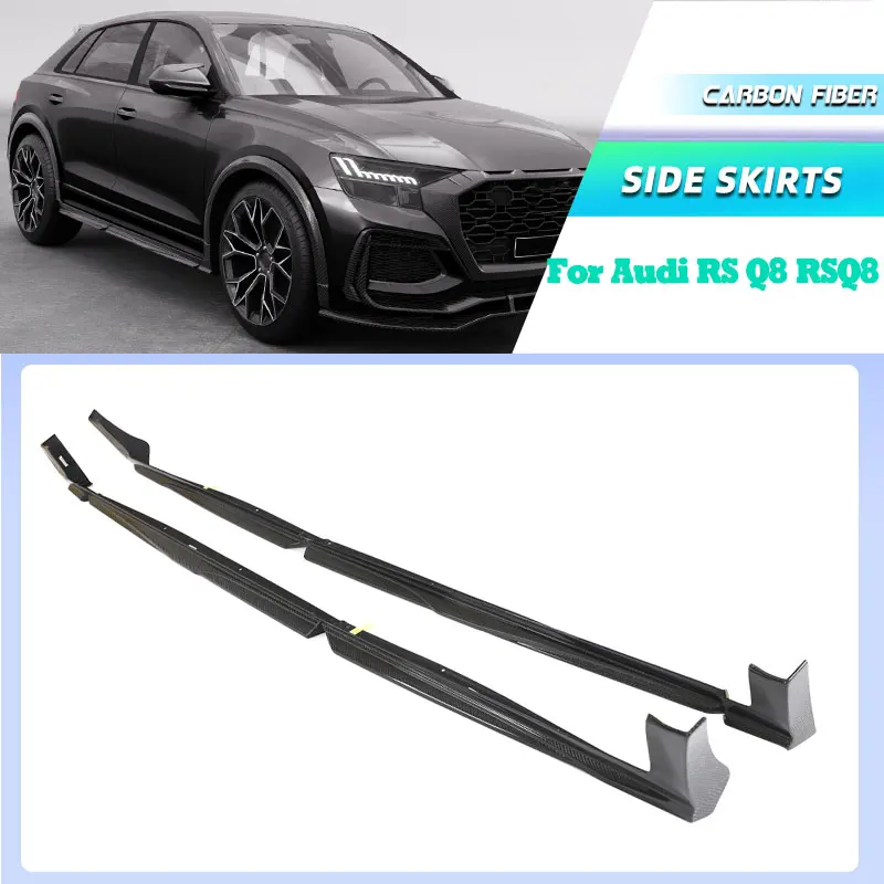 Koolstofvezel Auto Side Rokken Extensions voor Audi RS Q8 RSQ8 Base Sport 4-Deur 2020-2023 Racing Side rok Schort Lippen Body Kit