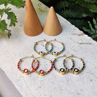Rice bead earrings Circle Devil's eye Color match Originality Hand knitting Bohemia Alloy Fashion Simple Beaded earrings