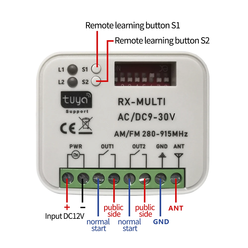Imagem -06 - Rx-multi-controlador de Porta de Garagem Receptor Inteligente Tuya Gate Código de Rolamento Fixo Abridor 12v 220v 433mhz 433.92 300-915mhz