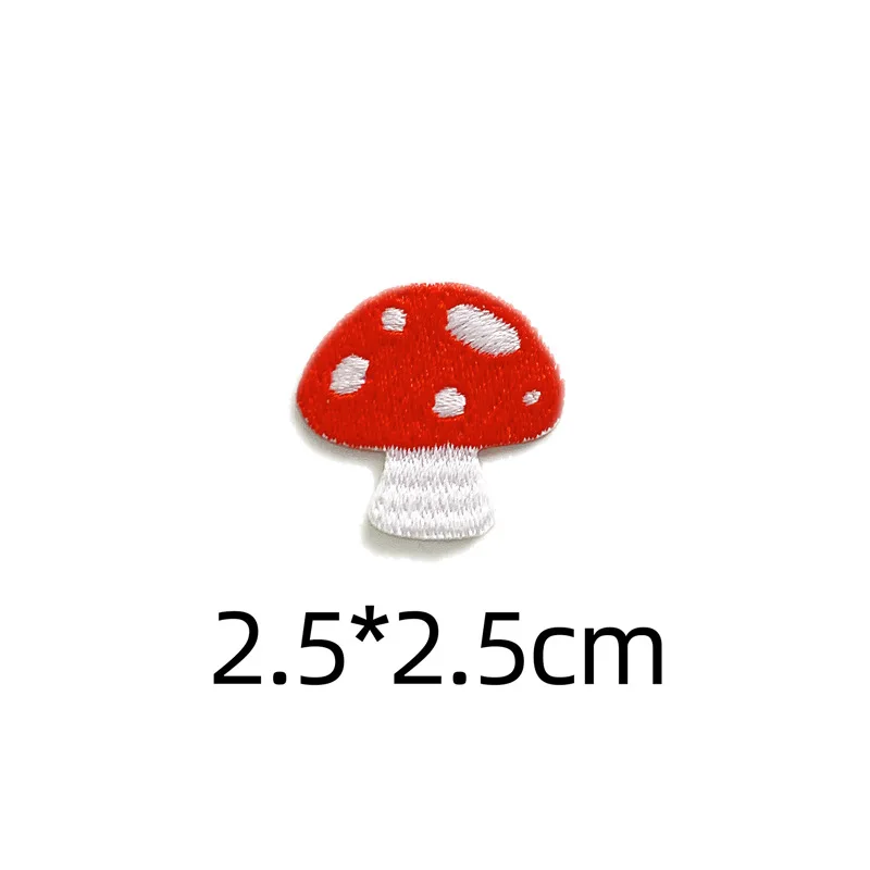 2pcs Cute Mini Colored Mushrooms Self-adhesive Embroidery Patches For Clothing Scratch Patch DIY Applique On Phone Case Bag Swe