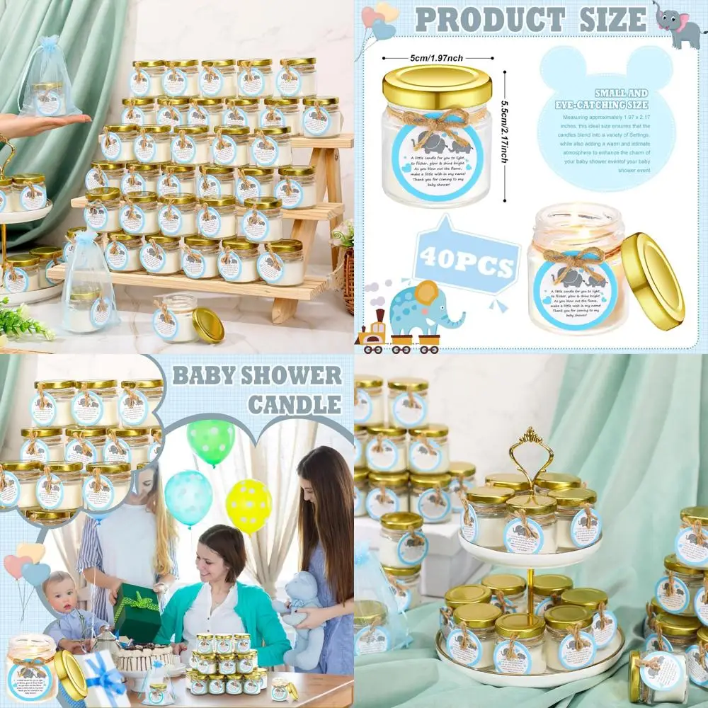 هدايا شموع استحمام الطفل - 40 عبوة من الجرار الزجاجية المعطرة باللافندر لاستحمام الأطفال الريفي وحفلات الكشف عن الجنس وأعياد الميلاد #1