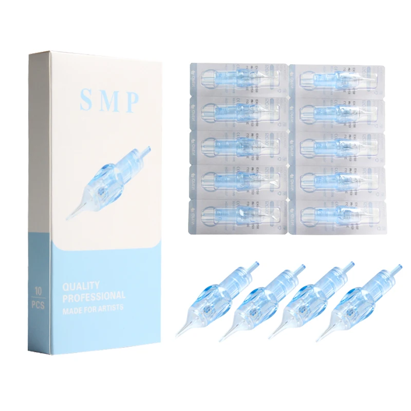 

SMP Sterilized Tattoo Needles 10pcs/box Disposable Tattoo Needle Cartridges Round Liner 0801 1001 3RL Reduce Pigment Pooling