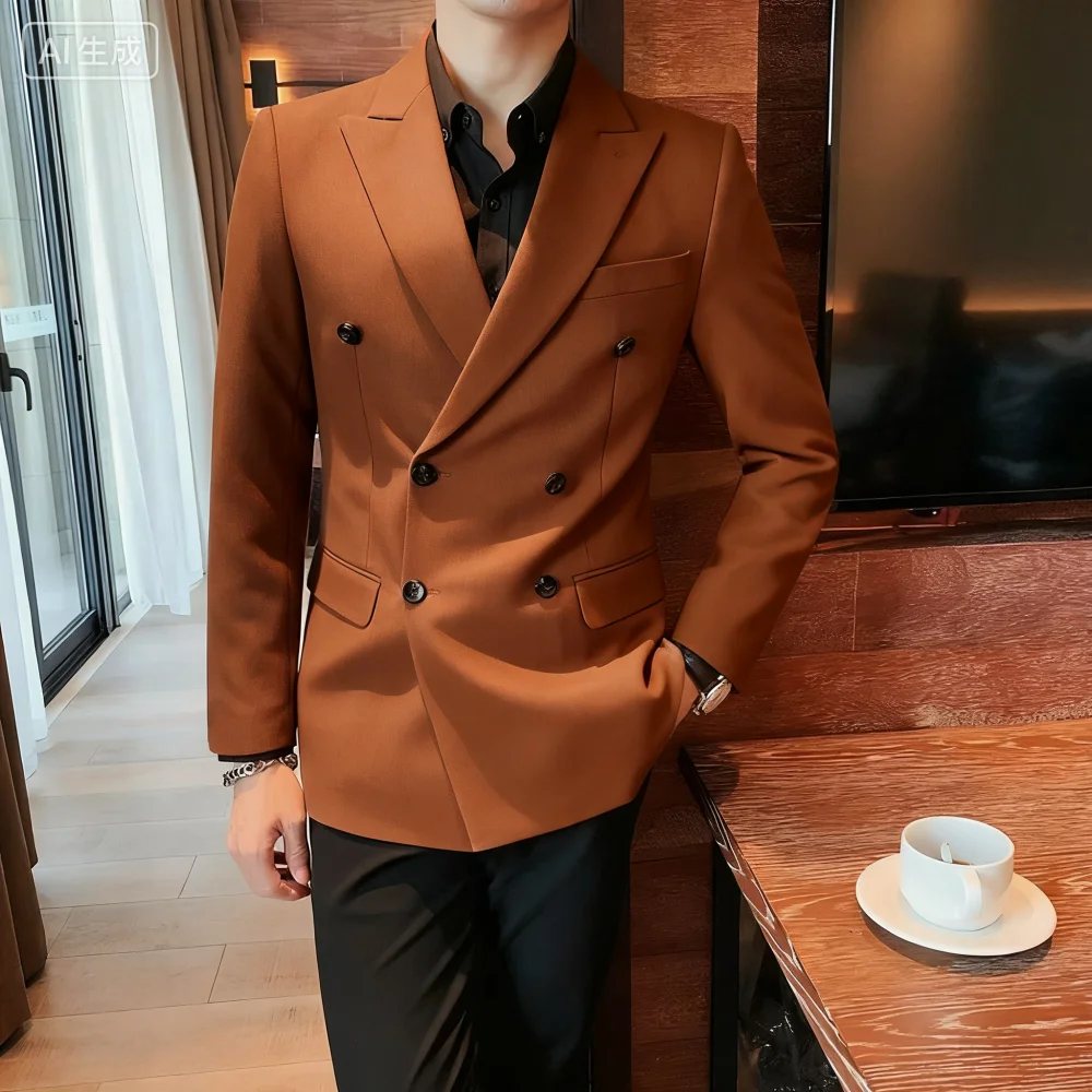 سترة عمل مزدوجة الصدر سترة جديدة بأكمام طويلة وطول عادي سترة قابلة للتمدد 3XL ملابس عمل احترافية