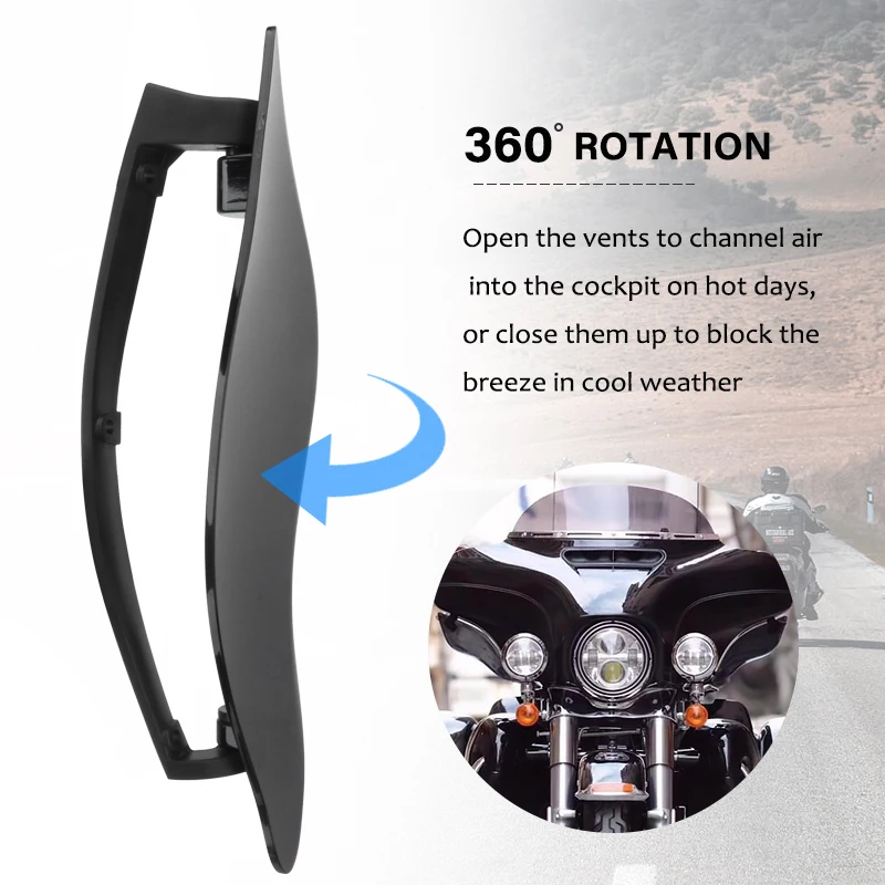 For Harley Touring Electra Street Tri Glide CVO 14-22 Black Side Wing Adjustable Motorcycle Windshield ABS Fairing Air Deflector