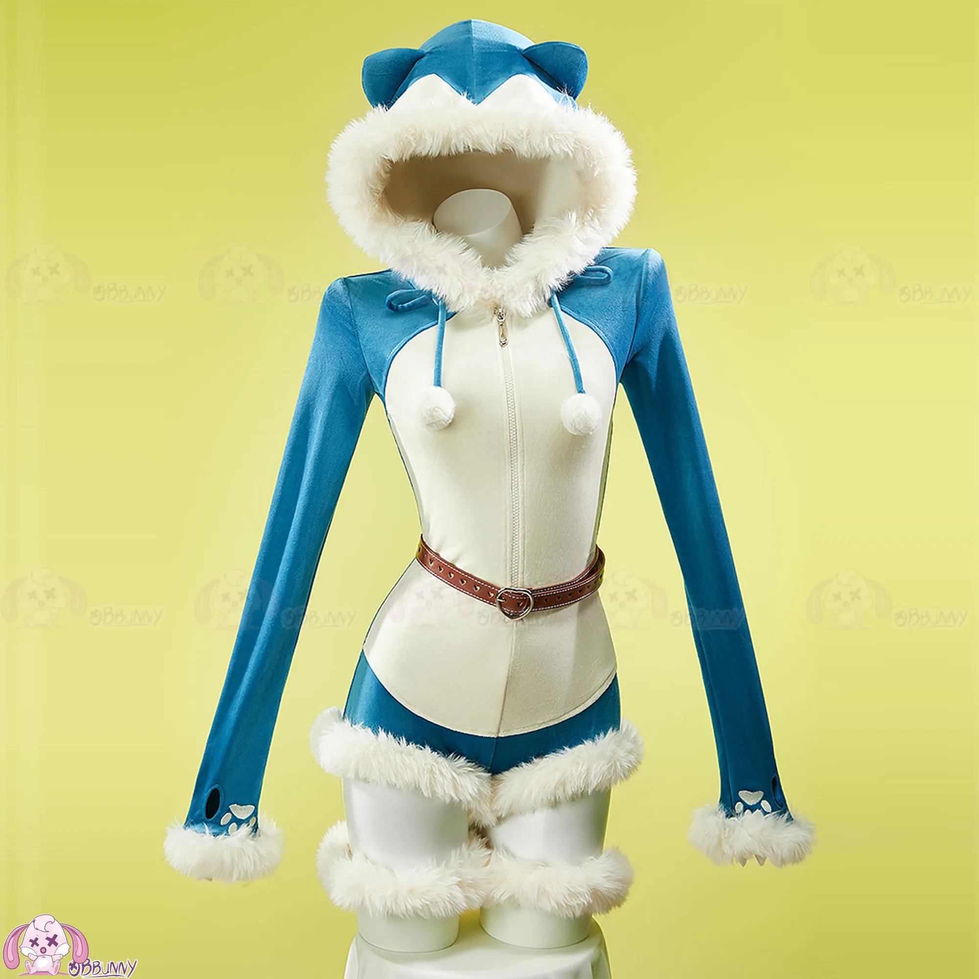 Snorlaax Doujin Women PM Derivative Sexy Lingerie Plush Homewear Fluffy Romper Jumpsuit Socks Belt Hallowen Cosplay Costume