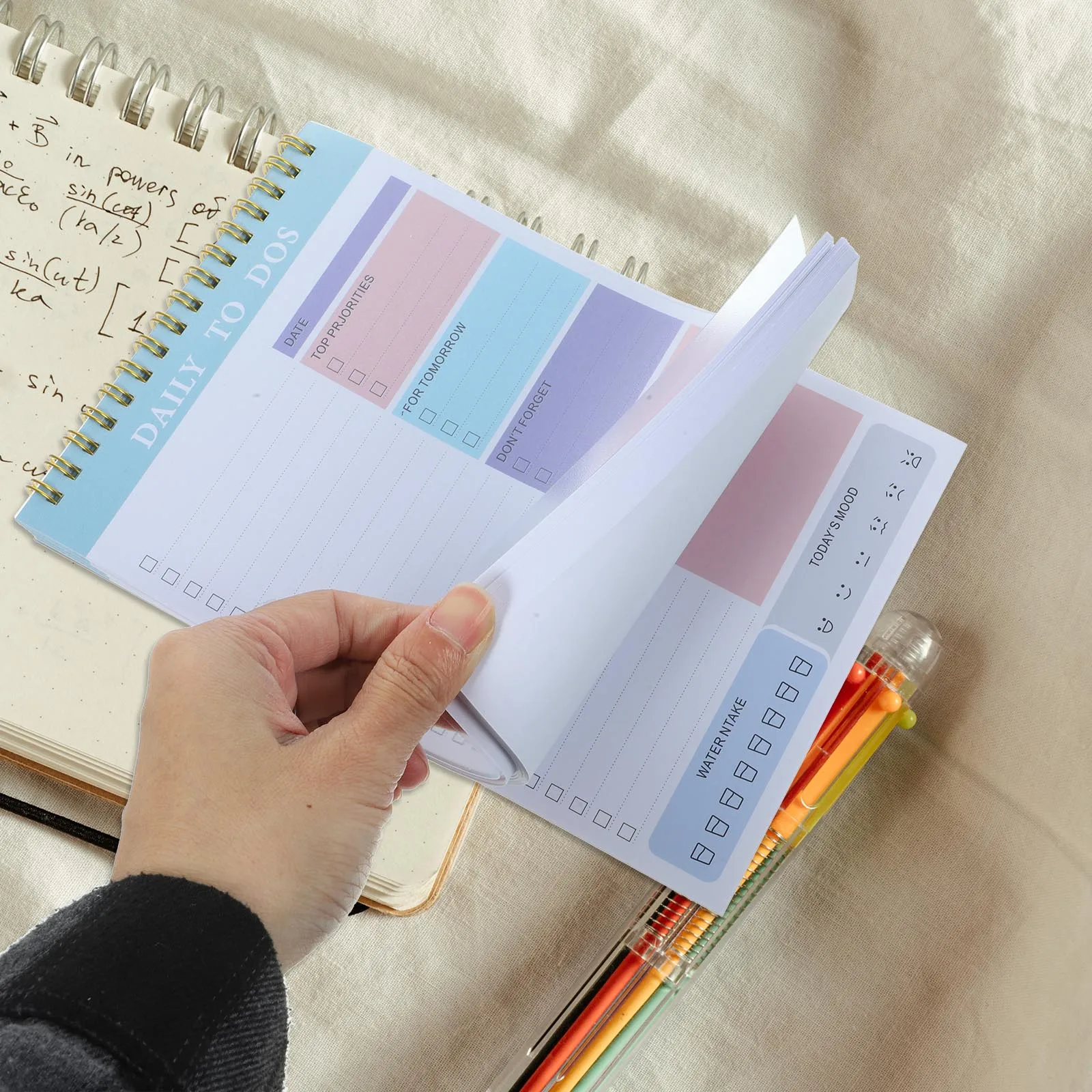 

Daily Planner Notepad Tear Off Spiral Business Schedule Checklist Memo To Do List Blue Desk Diary Portable Notebook