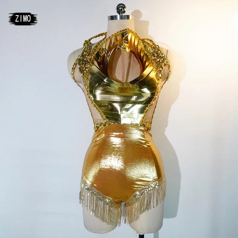 

2025sparkly Gold Sequins Rhinestones Short Dress Show Stage Wear Performance Costume Women Prom Party Celebriate Birthday Dress