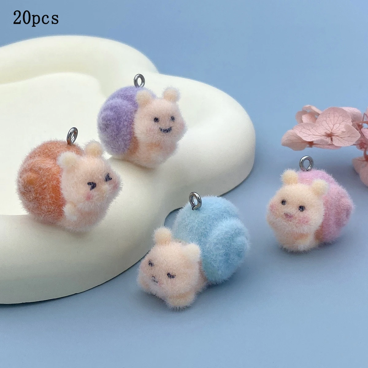 20pcs 3D Cute Cartoon Animal Charms Kawaii Snail resin Pendant Earring Keychain Accessories For DIY Crafts Jewelry Make