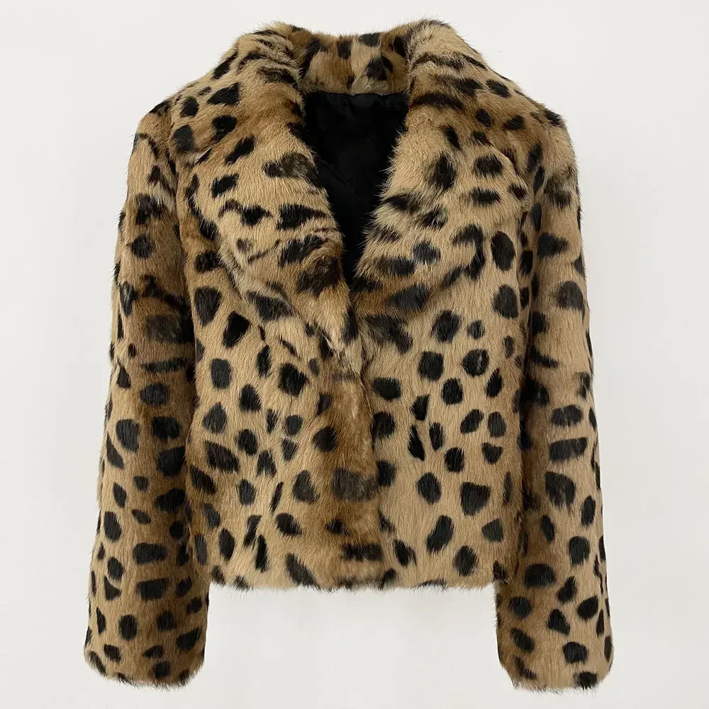Women Street wear Leopard Elegant Real Natural Rabbit Fur Coat Winter Jacket Thick Warm New Fashion Turn-down Collar Outerwear